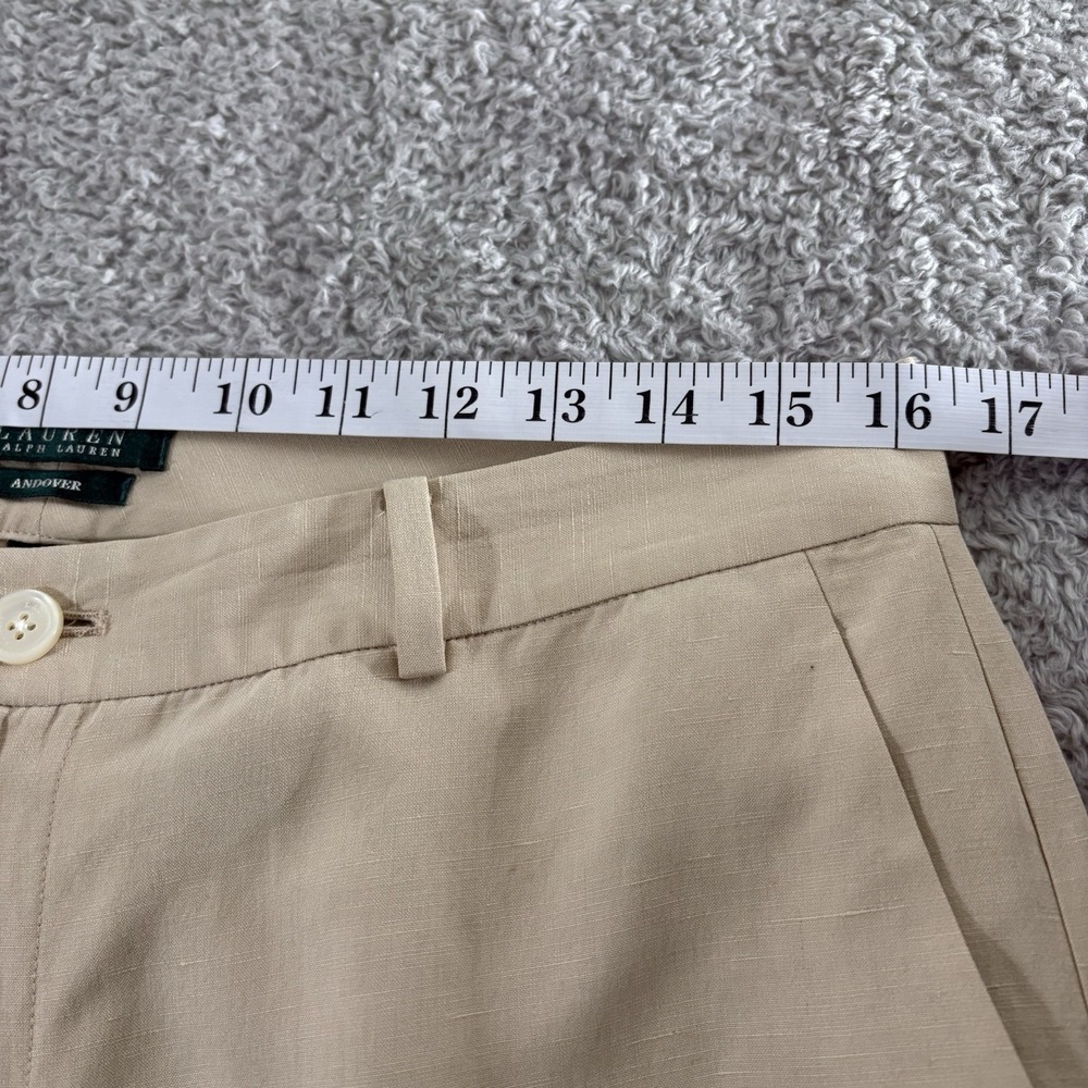Lauren Ralph Lauren Andover Sz 10 Silk Linen Blend Lined Wide Leg Pants Beige - Picture 8 of 14